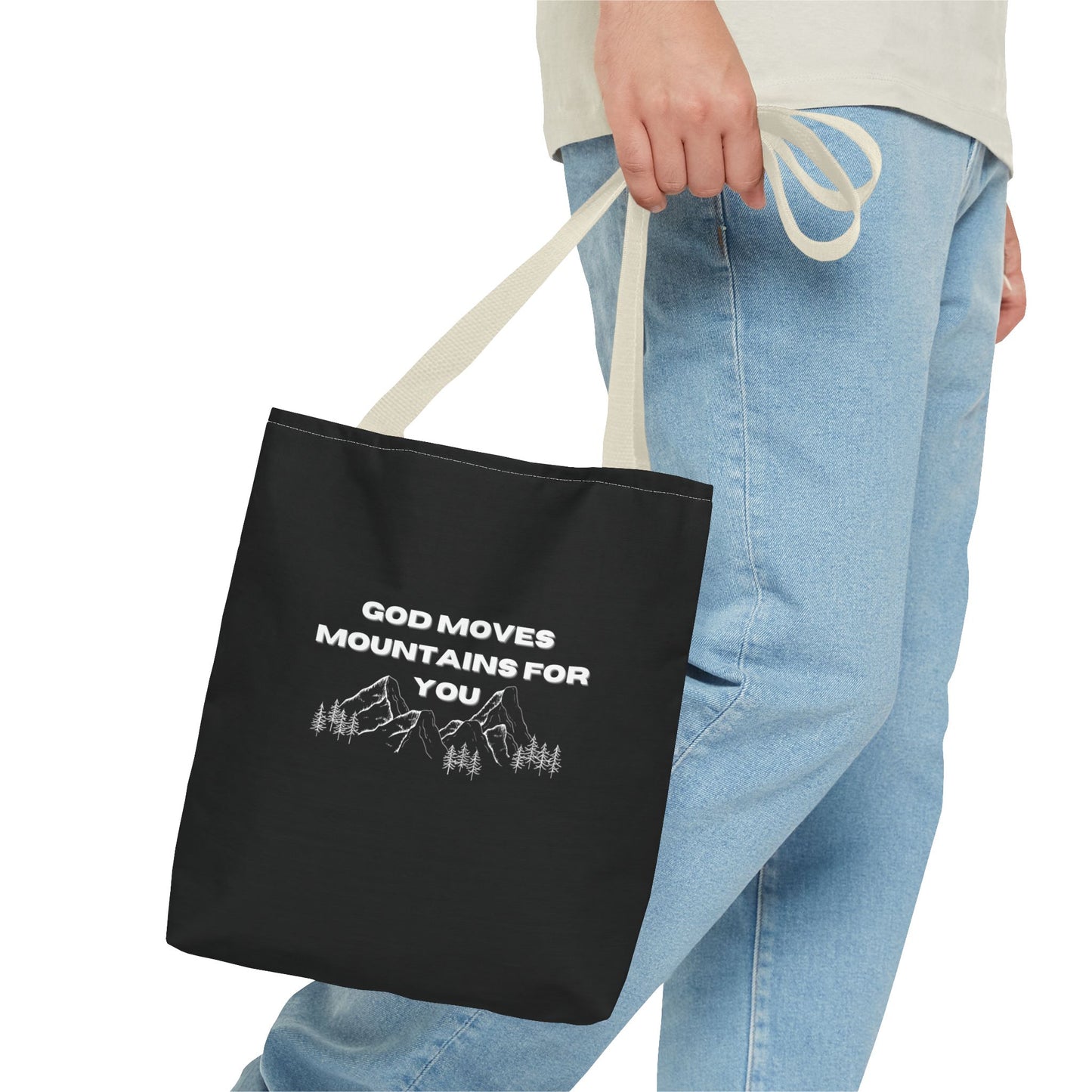 God Moves Mountains Tote Bag